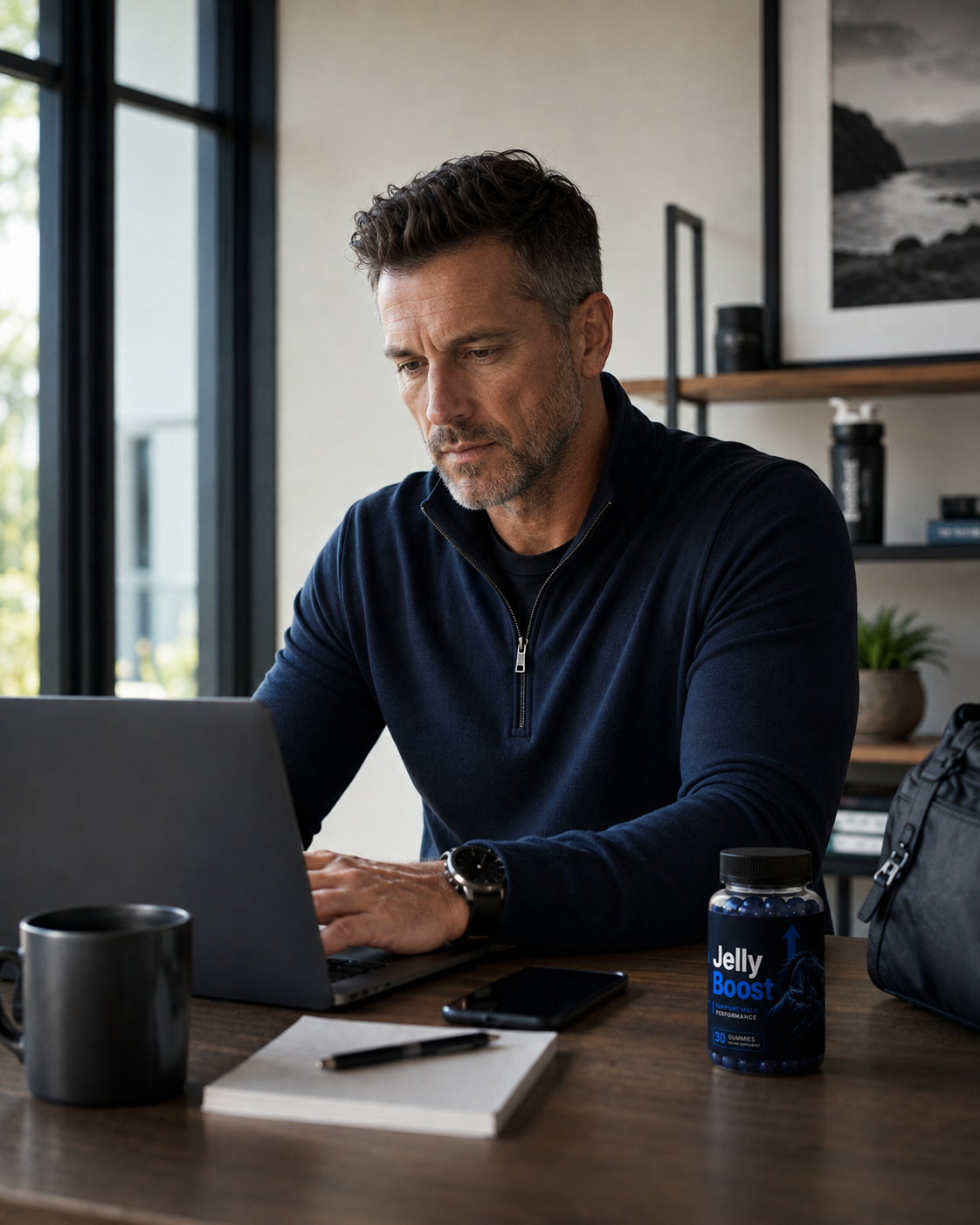 Adult man maintaining an active daily routine
